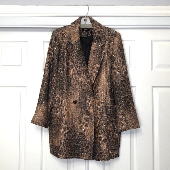 Badgley Mischka Leopard Tweed Jacket - Picture 3 of 11